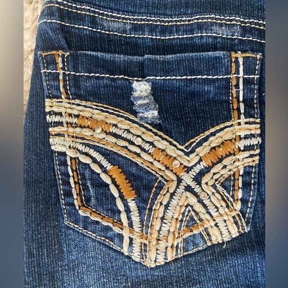 Hydraulic 90s Y2K VTG Denim Jean Mini Skirt Women’s Size 7/8 Embroidered Pockets - Picture 6 of 8